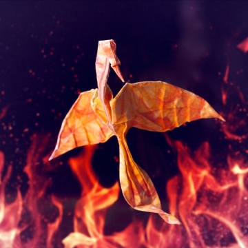 en hausse, origami phoenix, adapted from the mockingjay designed by Alexander Kurth